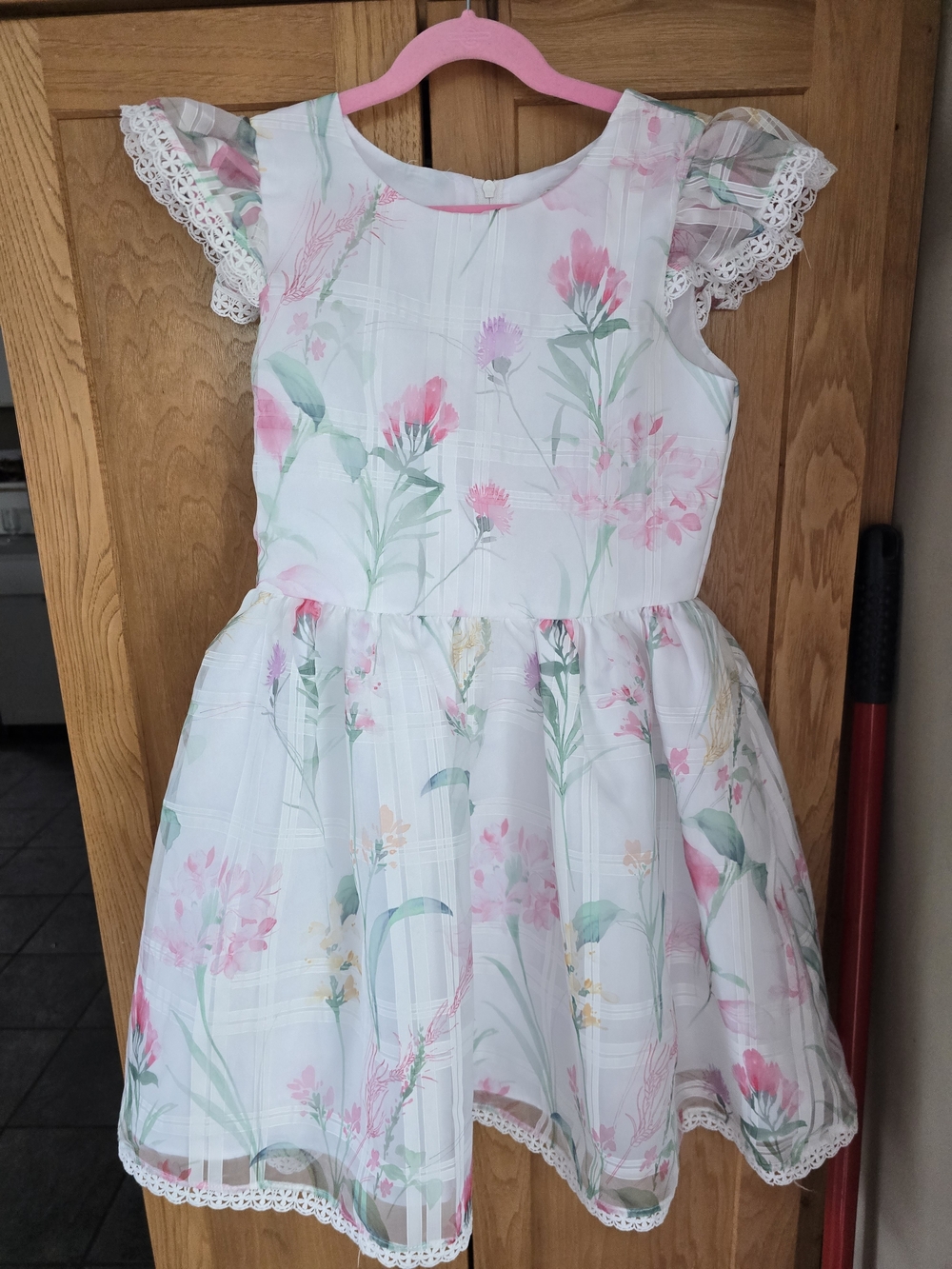 Rare Editions White Floral Lace-Trim Party Dress